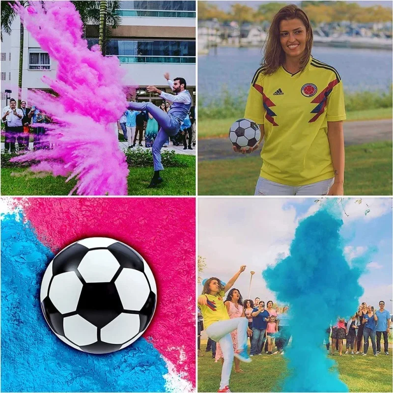 Exploding Powder Soccer Ball with Blue Pink Powder Sequins Kit Gender Reveal Baby Boys Girls Ultimate Party Decorations Supplie