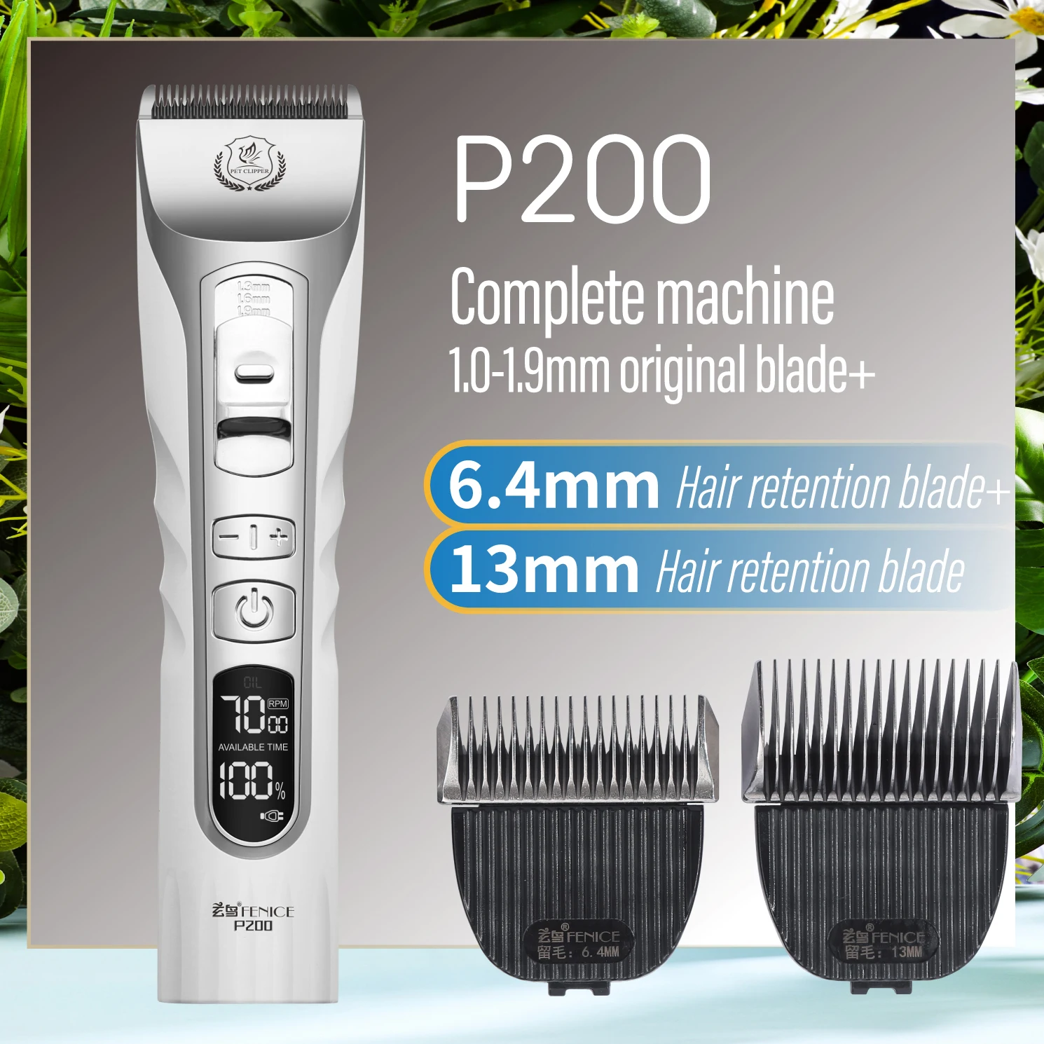 NONE Fenice Haarschneidemaschine für Hunde, Haarschneidemaschine, Fellpflege, Haustiere, Haarschnitt-Trimmer, Rasierer-Set, Haustiere, kabellos, wiederaufladbar, professionell 6