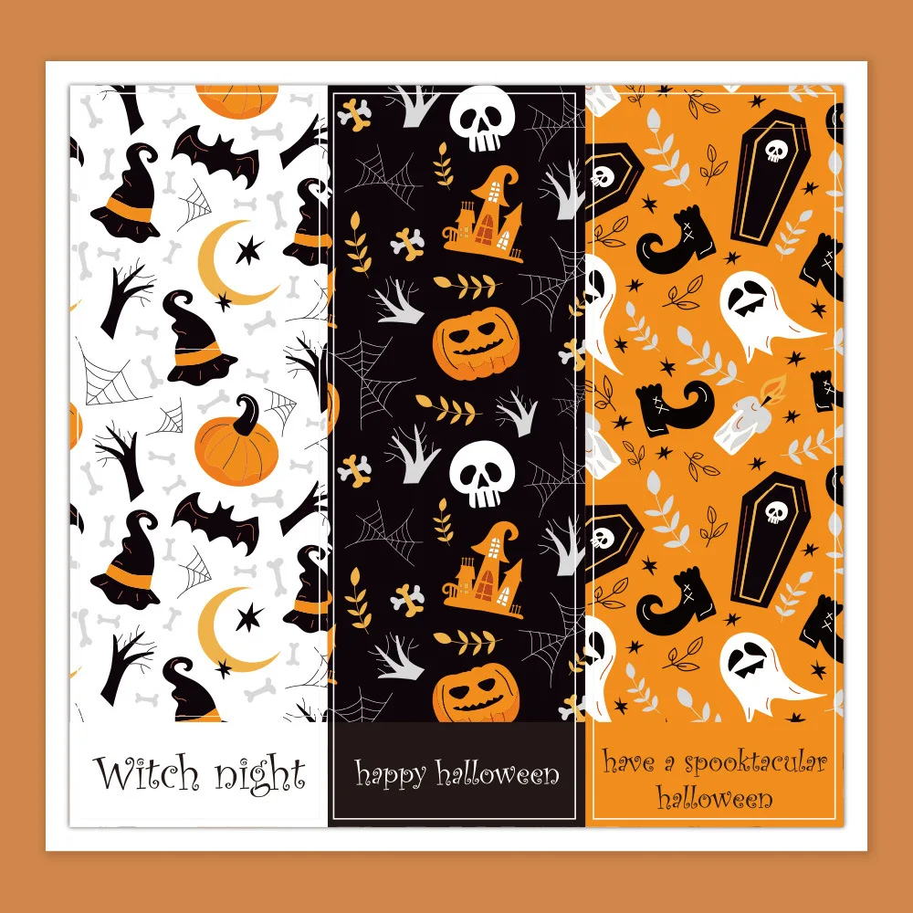Halloween Cartoon Sealing Stickers Ghost Pumpkin Long Strip Labels for Baking Cookie Gift Box Packaging Decorative Seal