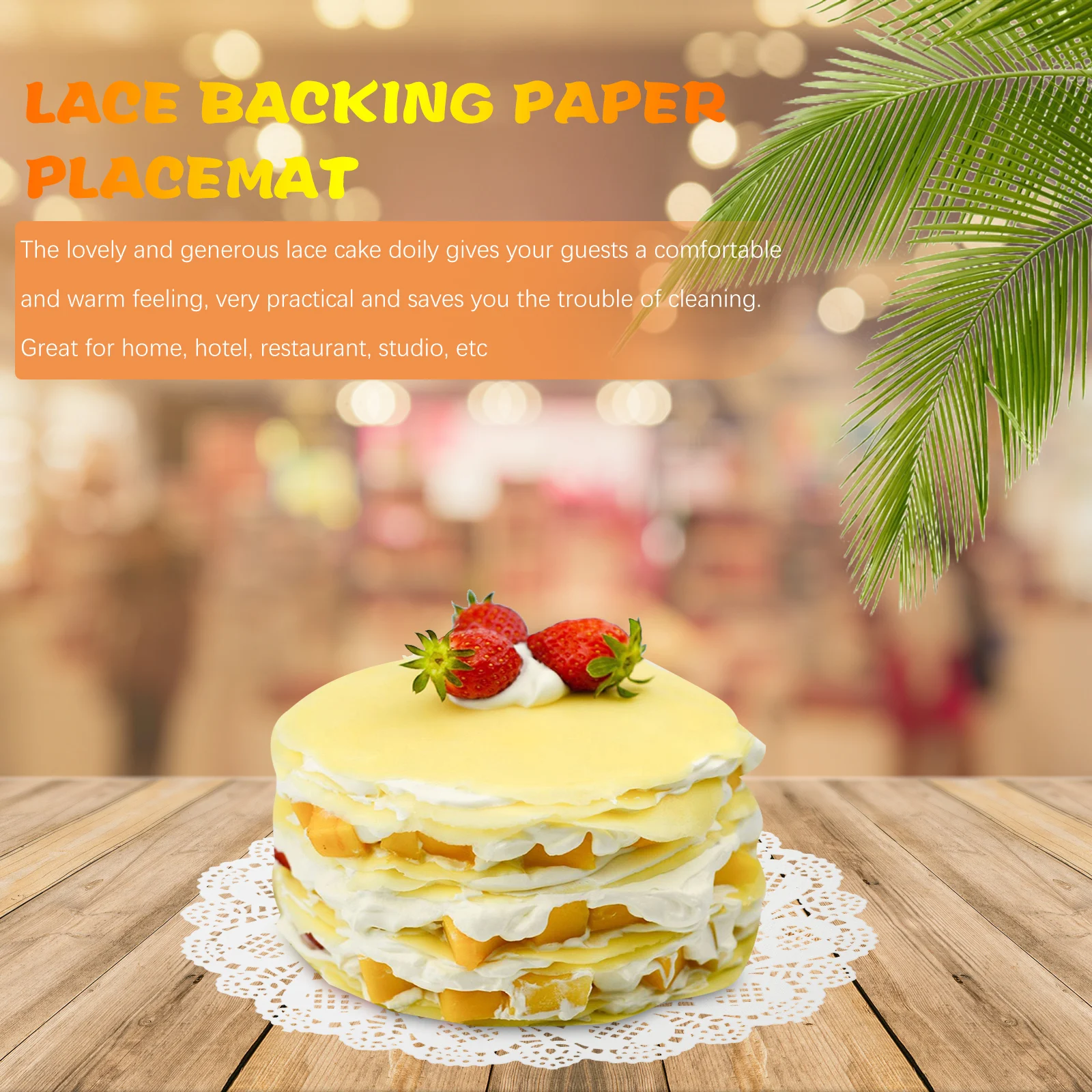 

Hollow Cake Pad Doilies Lace Round Food Mat for Fried Greaseproof Dessert