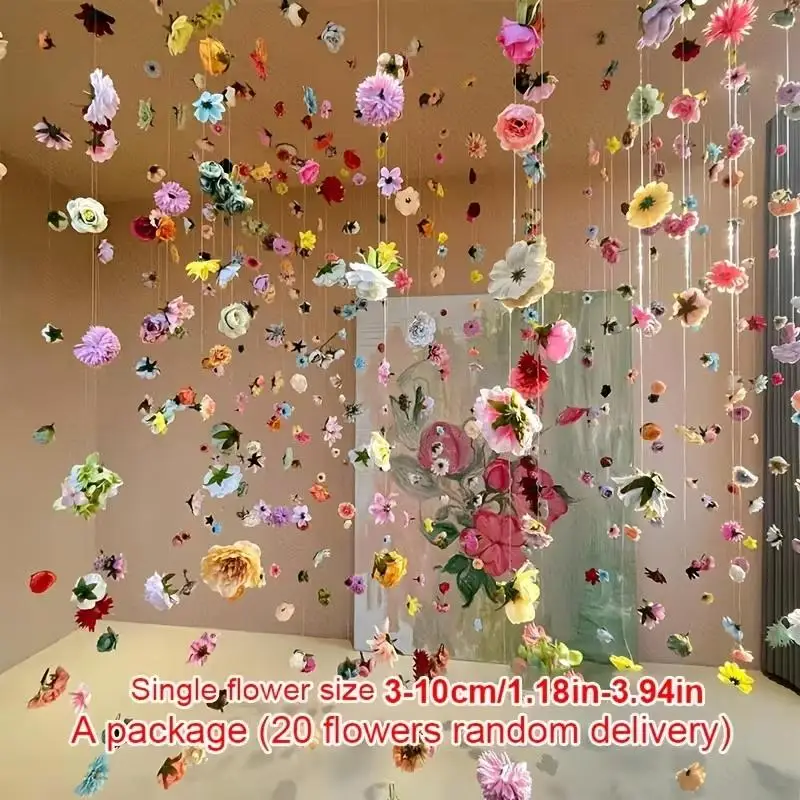 New Sale DIY Floating Flower Door Curtain Material Package 20pcs Plant Random Flowers Simulated Flower Scene Layout Decoration