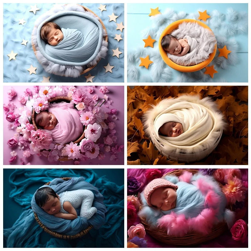 

Newborn Sleeping Baby Portrait Photography Backdrop Boy and Girl Birthday Party Background Photographic for Photo Studio Props