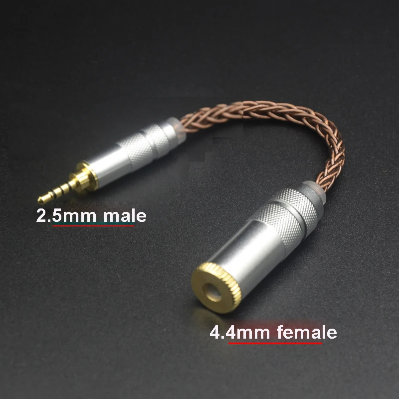 Srebrny kabel ulepszony 4.4MM zbalansowany męski do 3.5MM Adapter żeński srebrny wtyczka słuchawkowa konwersji kabla 10cm — zdjęcie produktu 6