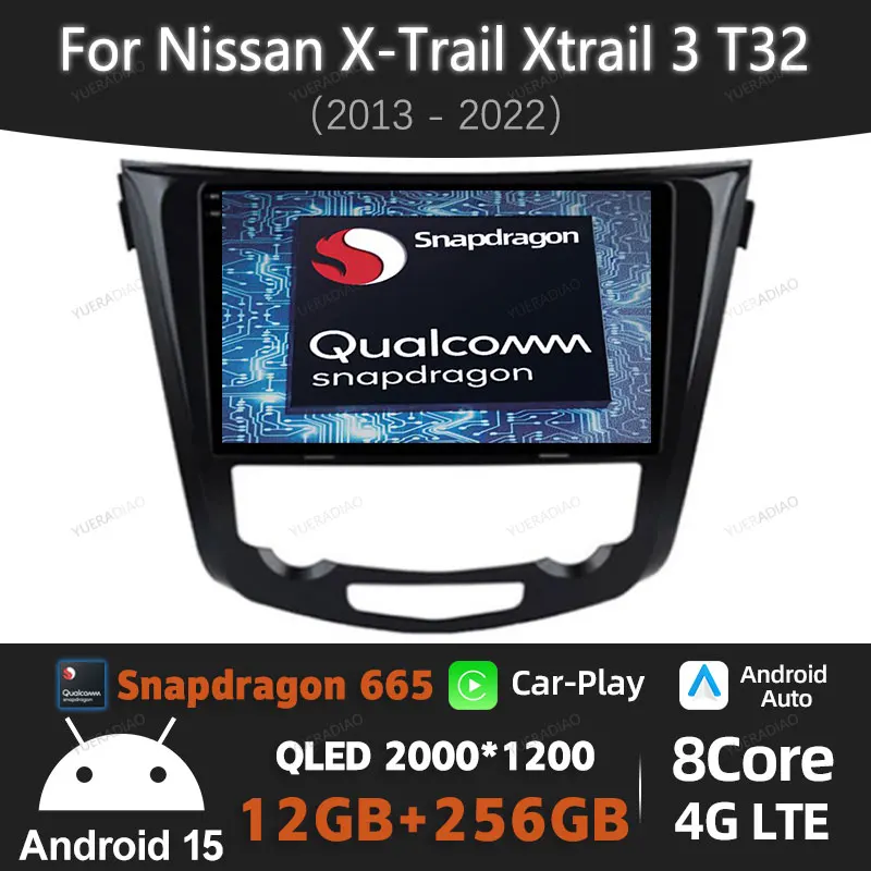

Android 15 Carplay Auto для Nissan X-Trail Xtrail 3 T32 2013-2022 Автомобильный радиоприемник GPS NAVI Мультимедийный стерео видеоплеер WIFI + 4G BT