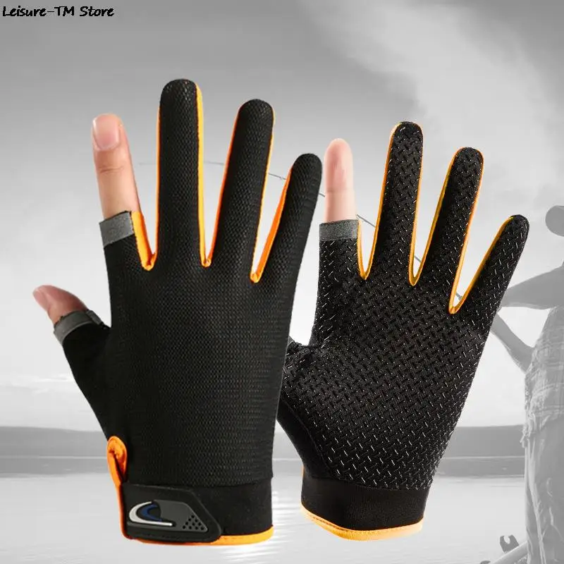 

1Pair Anti-Slip Breathable Fishing Gloves Two Finger Cut Durable Outdoor Sport Fishing Cycling Gloves Fitness Carp Mitten