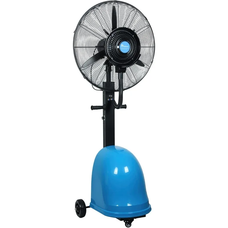 Ventilador de nebulização de alta potência LI-GELISI – todo em metal de 26 polegadas e 260 W com resfriamento de 1000 pés quadrados e tanque de 13 galões (azul 260 W/26 polegadas)