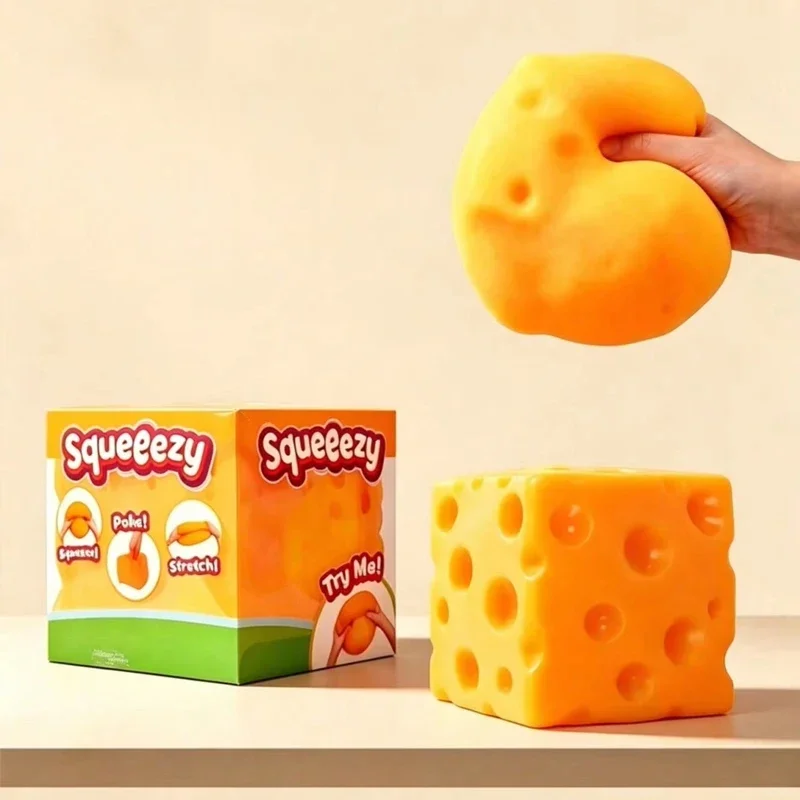 Neues 1 Stück 10cm Extra Großes Käse-Quetschspielzeug - Stressabbau- und Entspannungsspielzeug