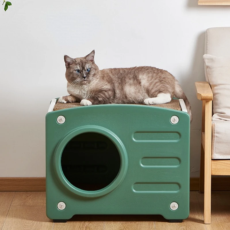 

Cat's House Fully Enclosed Multifunctional Litter Cats Cage Removable Pet Fence Double Layer Kitten Carrier Cat Scratcher