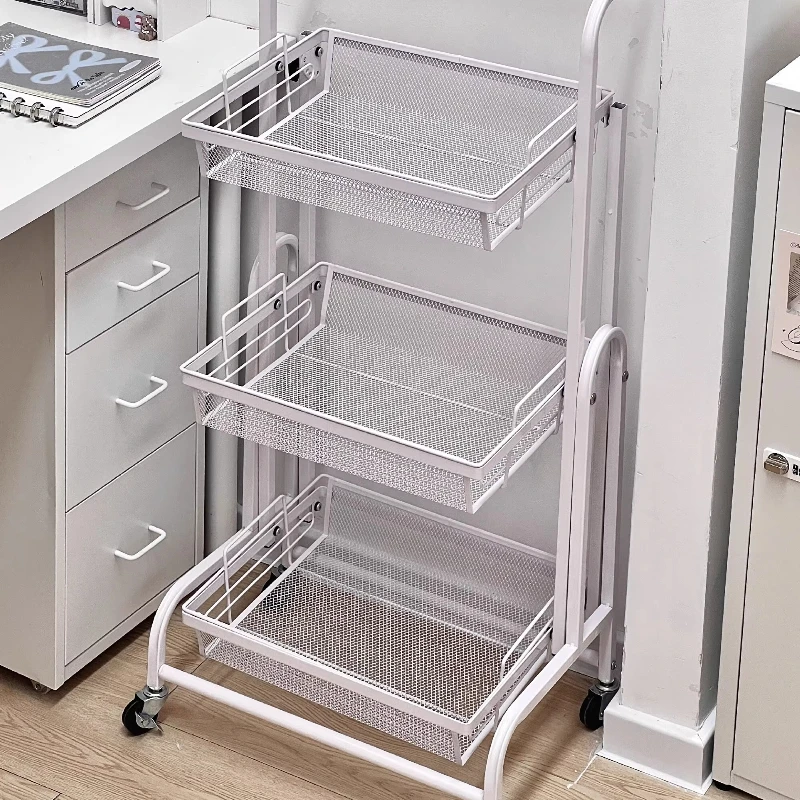 Wózek na artykuły piśmienne o dużej pojemności, wyjmowany, składany, ze stali węglowej, na przekąski, do przechowywania w sypialni, przy biurku.