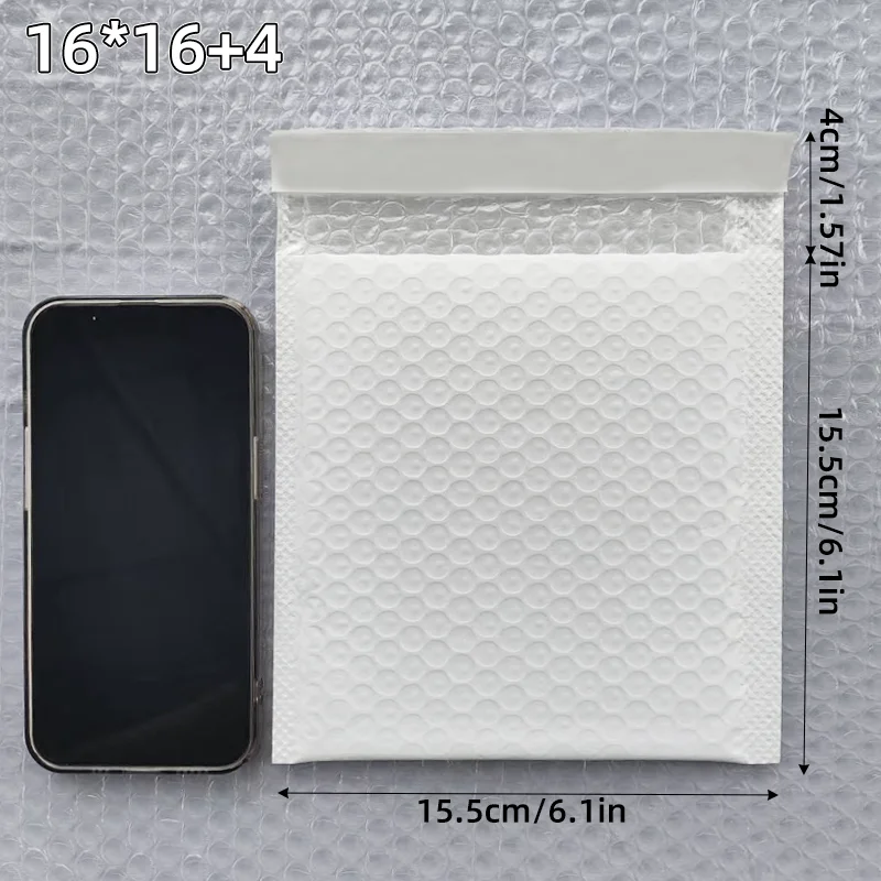 Enveloppes postales rembourrées blanches carrées 16x16cm, 20 pièces, enveloppes à bulles robustes pour petites appareils électroniques, objets de collection, rangement d'articles de luxe