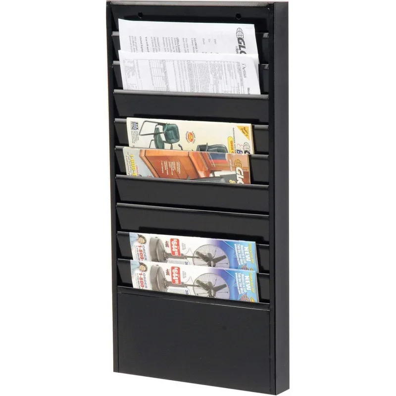 Steel Medical Chart Hanging Wall File Holder, 10 Pockets, Black