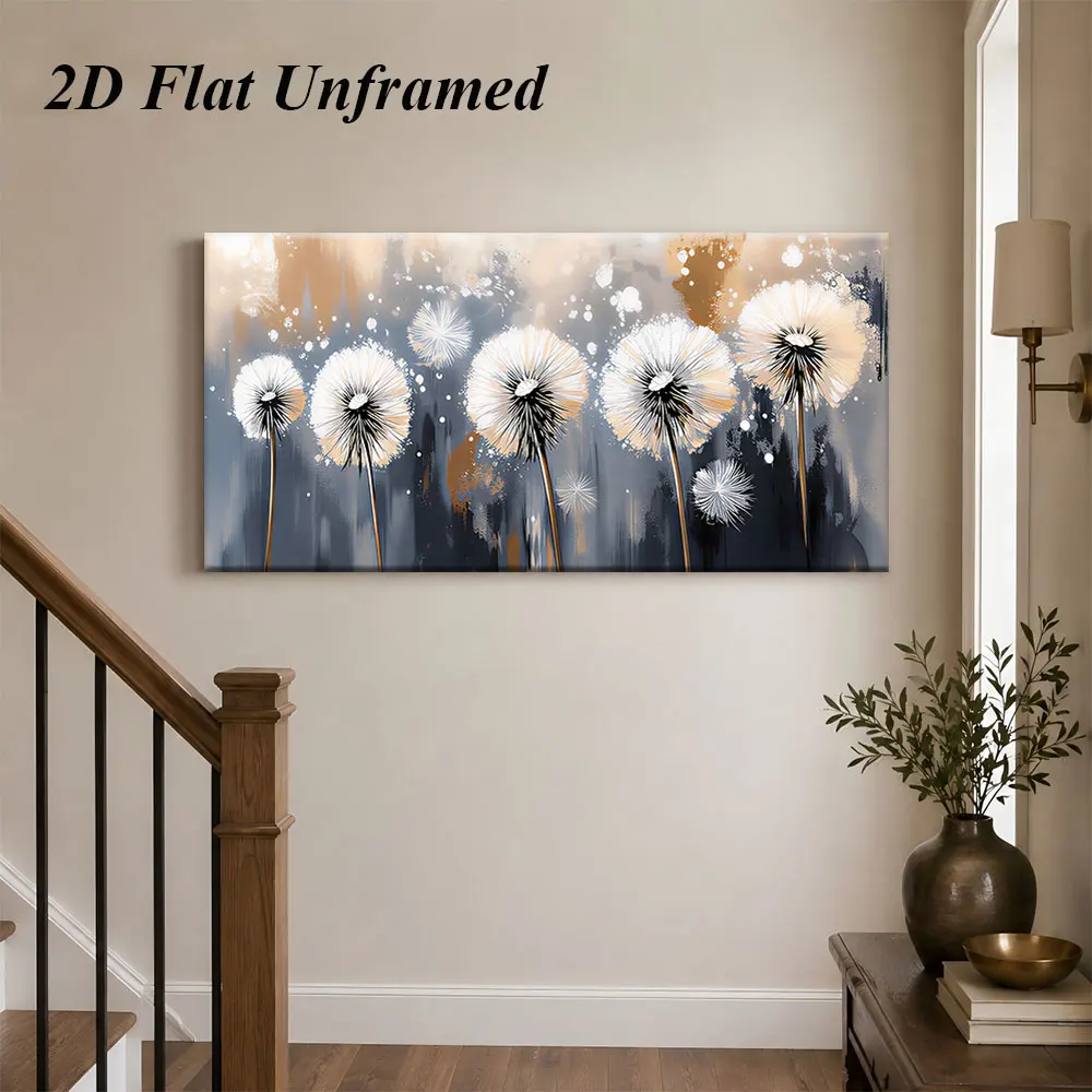 1pc (No frame),1 modern minimalist dandelion frameless decorative painting, living room, bedroom, entrance frameless painting, 2