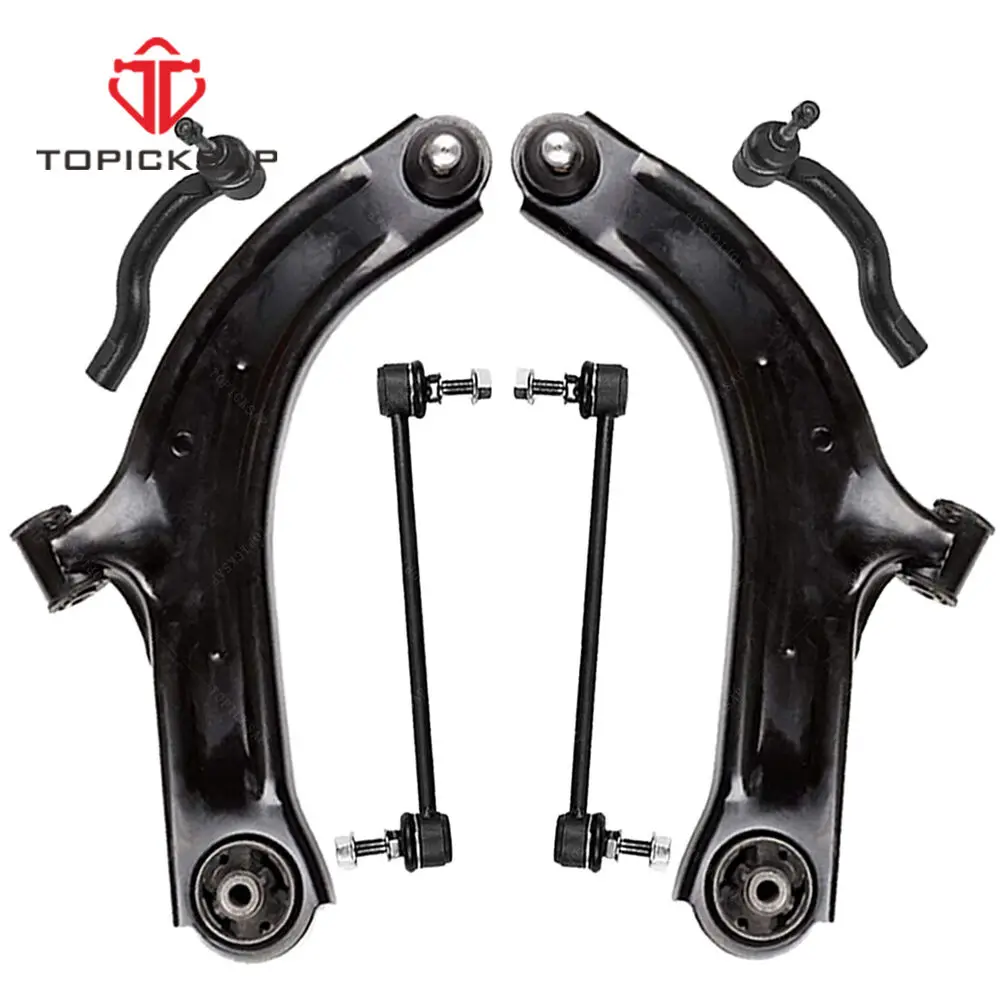 

TOPICKSAP 6PCS Suspension Kits Front Lower Control Arms Tie Rods Sway Bar Links Set for Nissan Cube Versa 2009 2010 - 2014