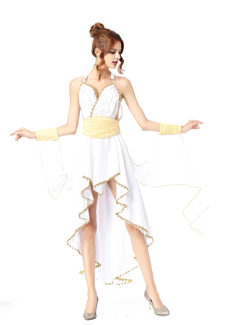 Fantasia de rainha árabe loween Godd Dance Maid Ele Queen Dr vestido branco para mulheres performance de palco Chi tradicional...