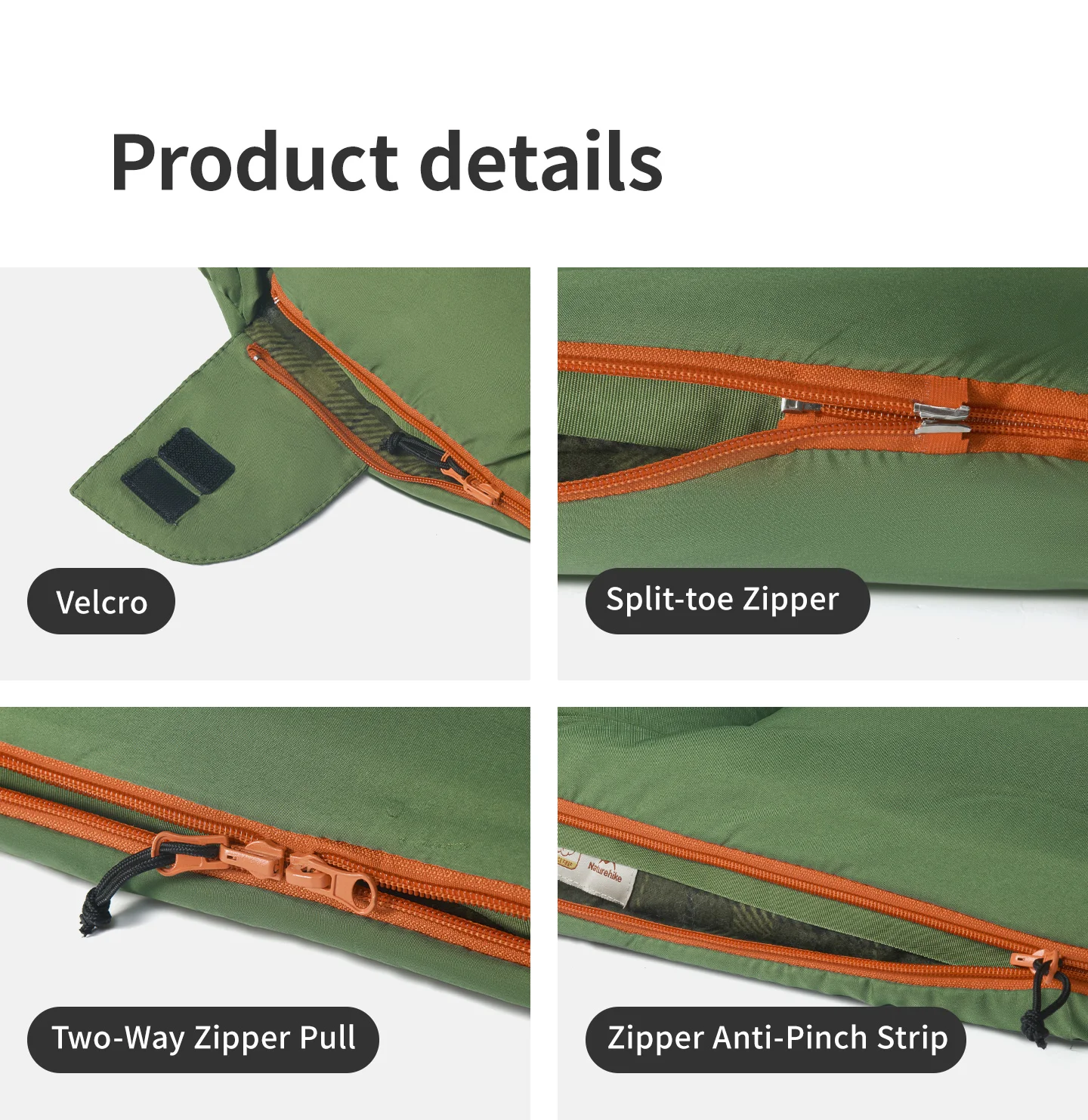 Naturehike 2026 Neuer Schlafsack mit Kapuze, große Seitenöffnungen, faltbar, doppellagig, warm, 4-Jahreszeiten-Camping-Schlafsack – Detail 13