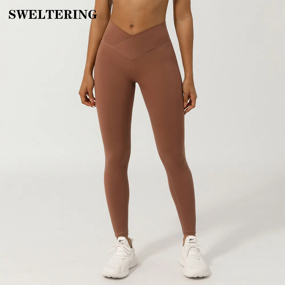 

Women Yoga Leggings Hips Lifting Gym Leggings V-shaped Waist Sport Pants High Waist Fitness Leggings Workout Running Pants Tight