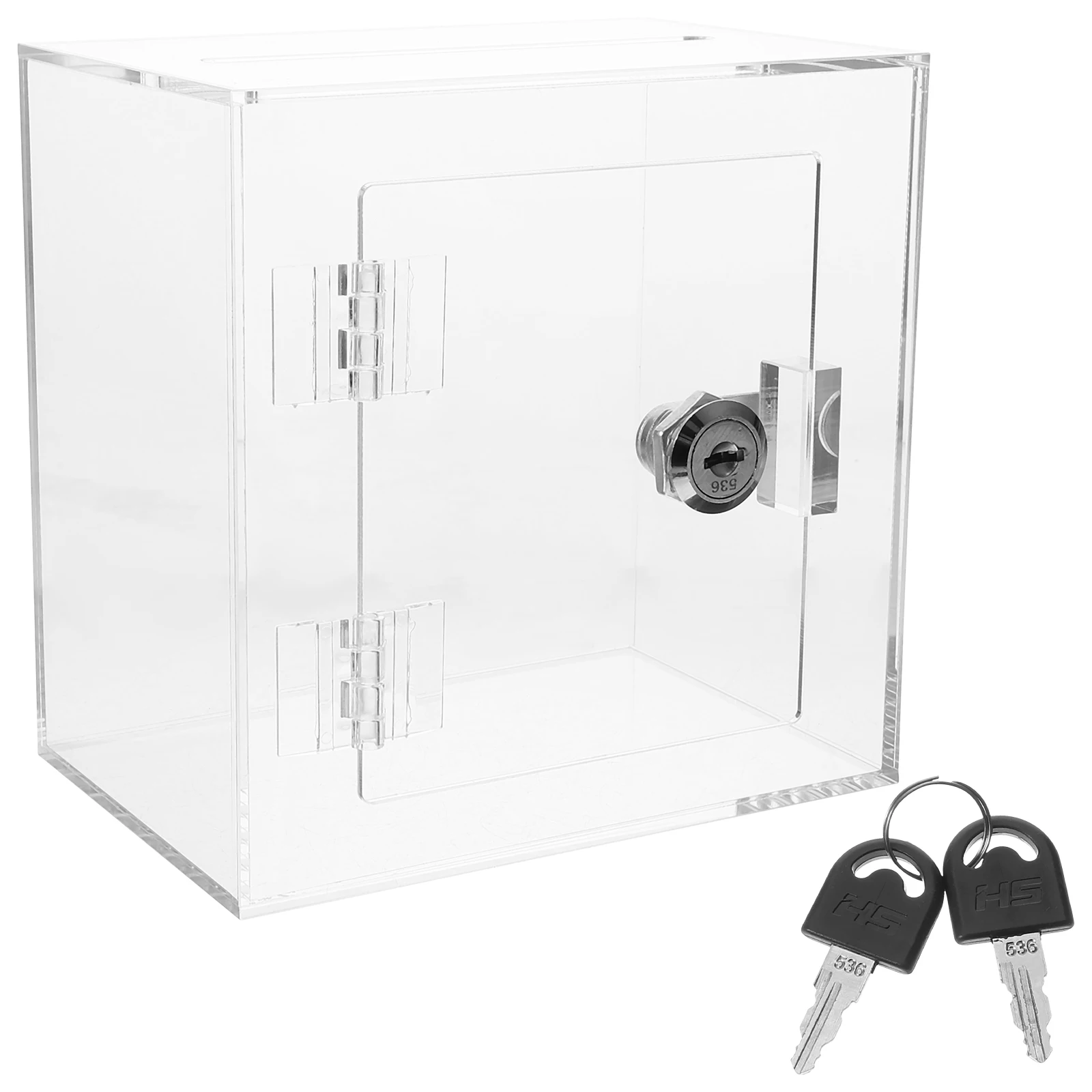 

Transparent Acrylic Donation Box 150X100X150MM Charity Suggestion Voting Storage Box with Lock for Letters Complaints