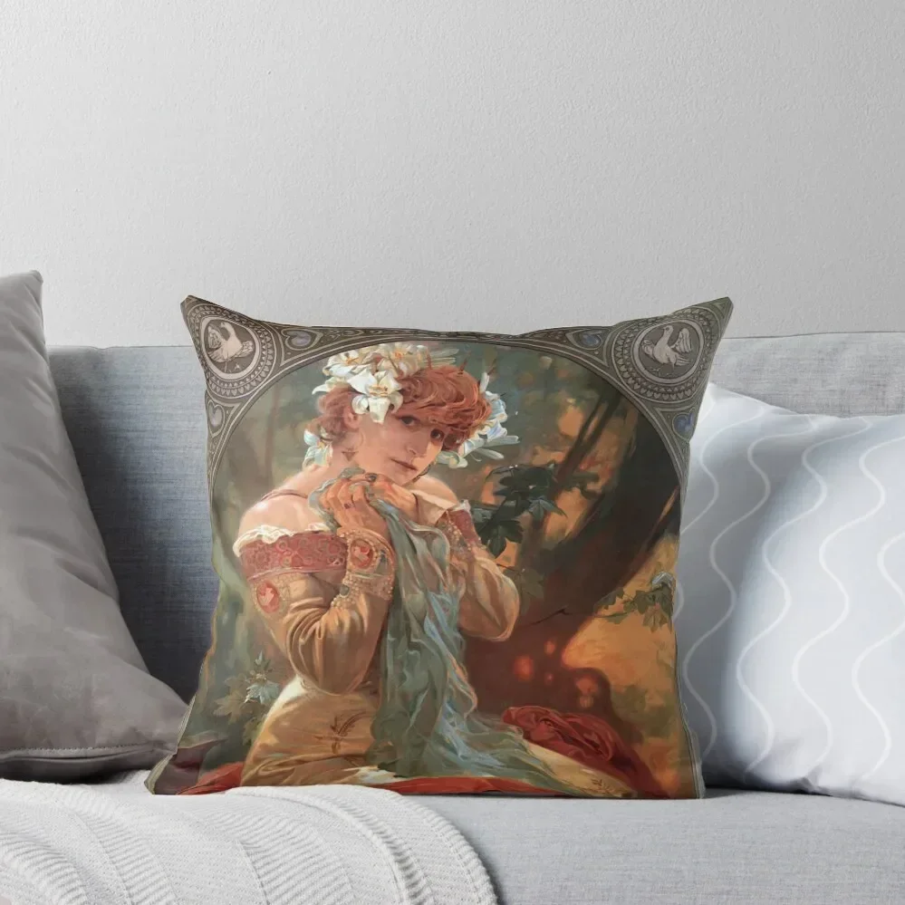 

Lefevre Utile - Alphonse Mucha - 1903 Throw Pillow ornamental pillows Plaid Sofa Christmas Throw Pillows Covers pillow