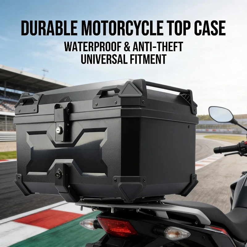 

45L Motorcycle Tail Box High-Strength ABS Waterproof Anti-Collision Quick Release Rear Storage Trunk for Motorcycle E-Scooter