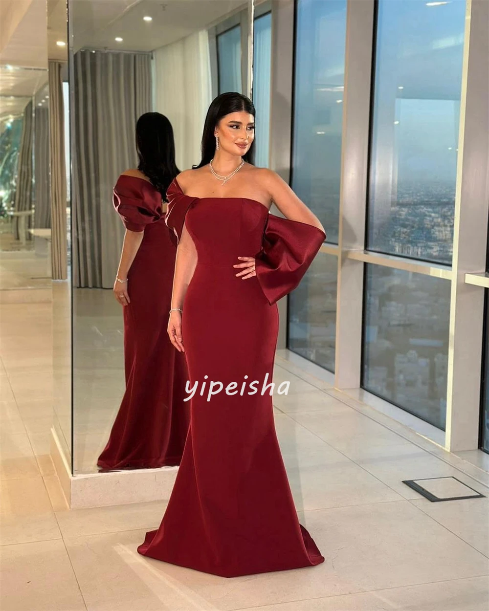 Sukienki na zamówienie wysokiej jakości, proste, z marszczeniami, plisowane, o kroju syreny, z odkrytymi ramionami, długie, sukienki na specjalne okazje szyte na miarę, pasujące do stylu retro.