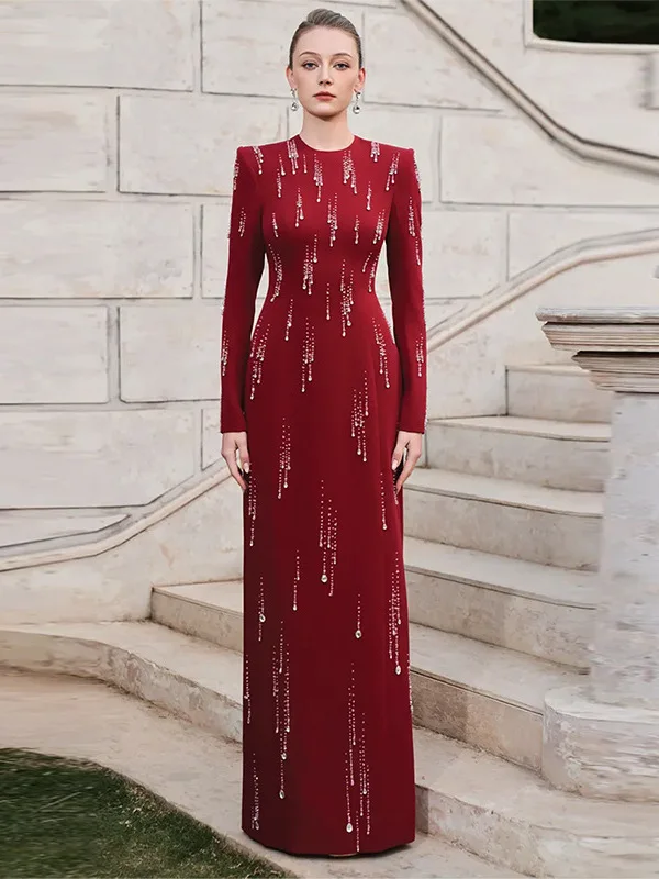 

Вечернее платье Celebri Sle, расшитое стразами, длинное, из хлопковой ткани, для ежегодного торжественного мероприятия Cany