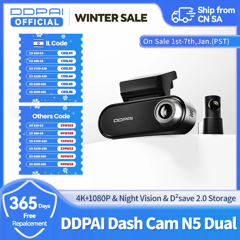 DDPAI 4K Dash Cam N5 Dual Front and Rear 4K UHD Resolution  Dash Camera Car DVR Al Base Radar NightVIS ADAS GPS  Auto record