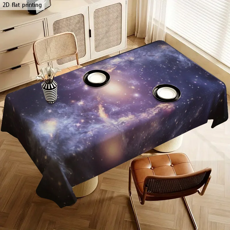 Galaxy Print Tablecloth Waterproof Spillproof Dining Table Cover for Home Party Decor