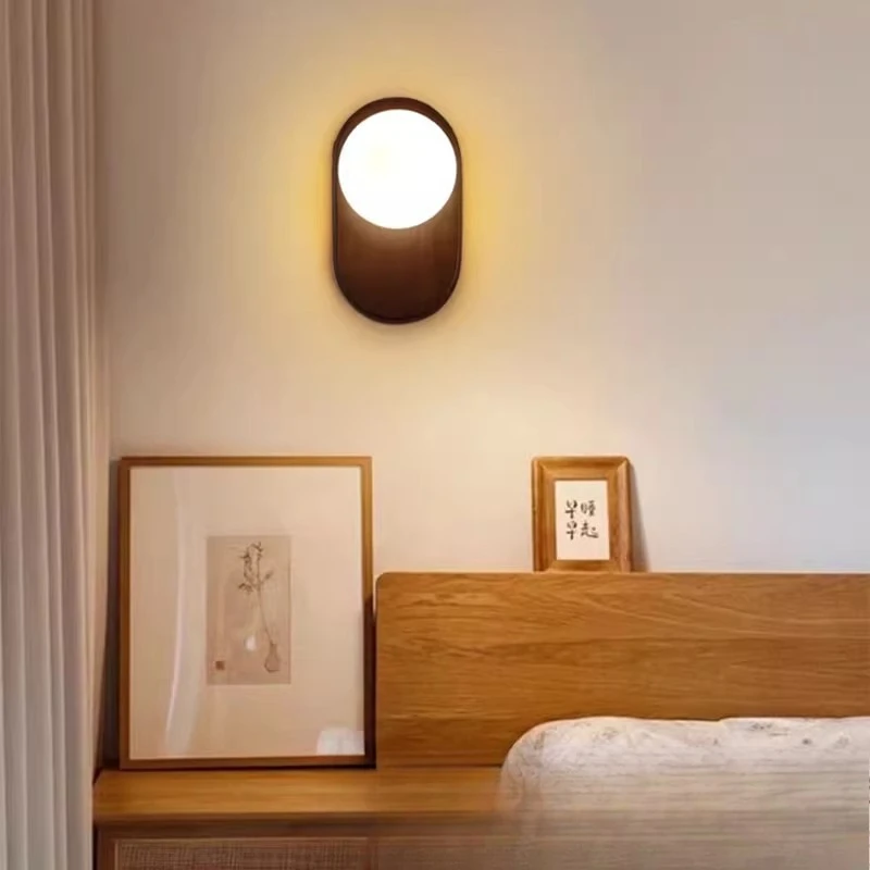 Bed and breakfast hotel retro simple bedside wall lamp living room aisle solid  Japanese-style bedroom wall lamp wabi sandy wind