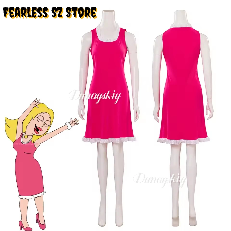 american-cosplay-dad-francine-smith-תחפושות-women's-pink-dress-halloween-party-dress