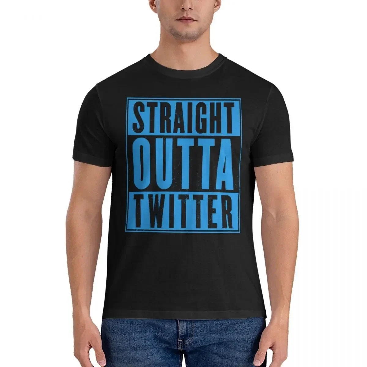 Men T-Shirt Straight Outta Twitter Casual Pure Cotton Tee Shirt Short Sleeve Parental Advisory Explicit Content T Shirts