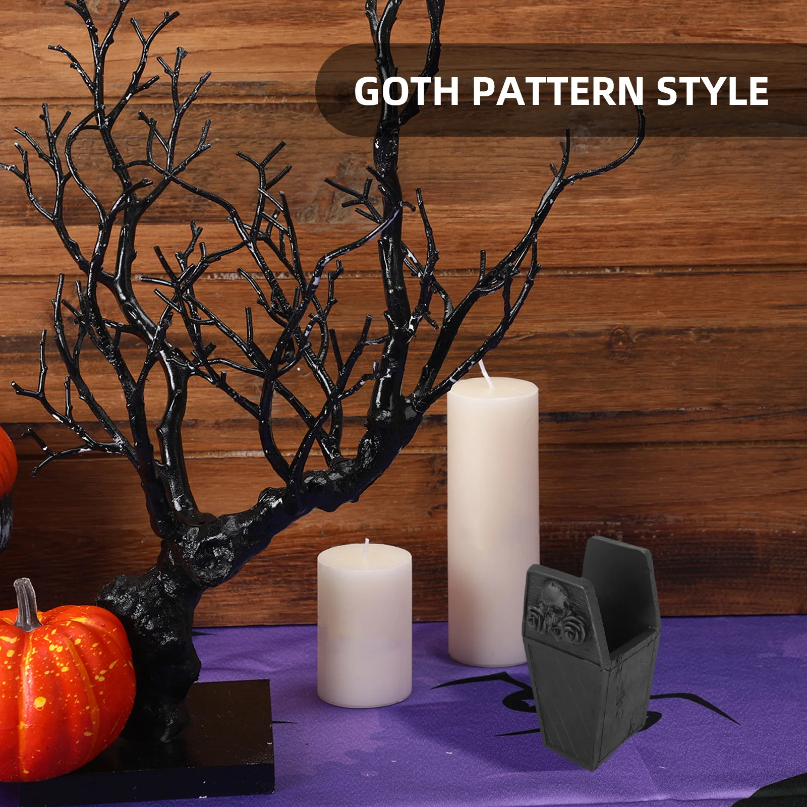

halloween Skull Pen Holder Coffin Desktop Storage Container Gothic Coffin Makeup Brush Holder halloween home party decor