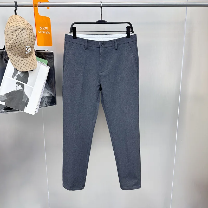 

Busin Casual Slim Fit Youthful Micro Elastic Autumn Men's Faionable Urban Sle Color Long Pants Korean Version