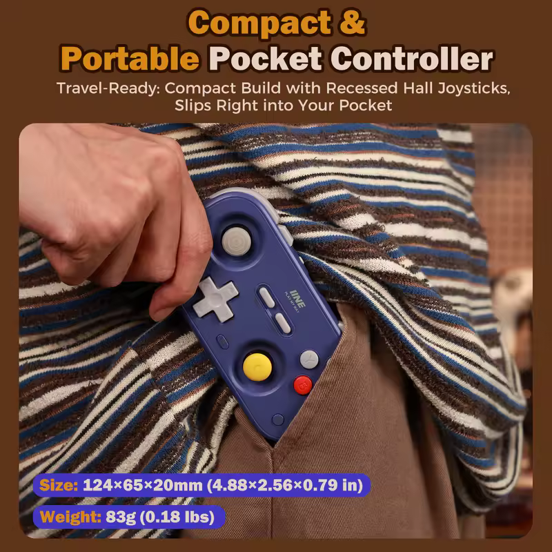IINE Pocket Retro Game Controller,1000Hz Recessed Stick, Hall Effect Joysticks,Portable Mini Gamepad Customizable Controls - Image 4