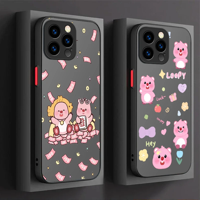 Lovely Cartoon L-Loopy Case For iPhone 16 15 14 13 12 11 Pro Max X XR XS 7 8 Plus SE 2020 Shockproof Matte Hard PC Back Cover