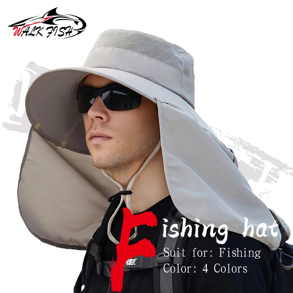 

Летняя рыболовная кепка WALK FISH: солнцезащитная, двойного назначения, для морской и пресноводной рыбалки, головной убор с козырьком-шалью, для активного отдыха, велоспорта, защиты лица