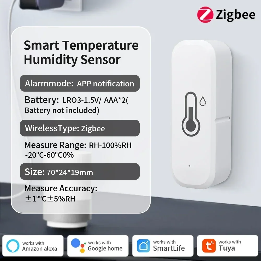 Voor Tuya WiFi/Zigbee 3.0 Temperatuur-vochtigheidssensor Smart Home Indoor Hygrometer Thermometer Real-time Monitor Google Home