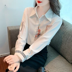 Spring Autumn New Fashion Turn-down Collar Long Sleeve Printing Blouses Women's Clothing Loose All-match Simplicity Korean Shirt