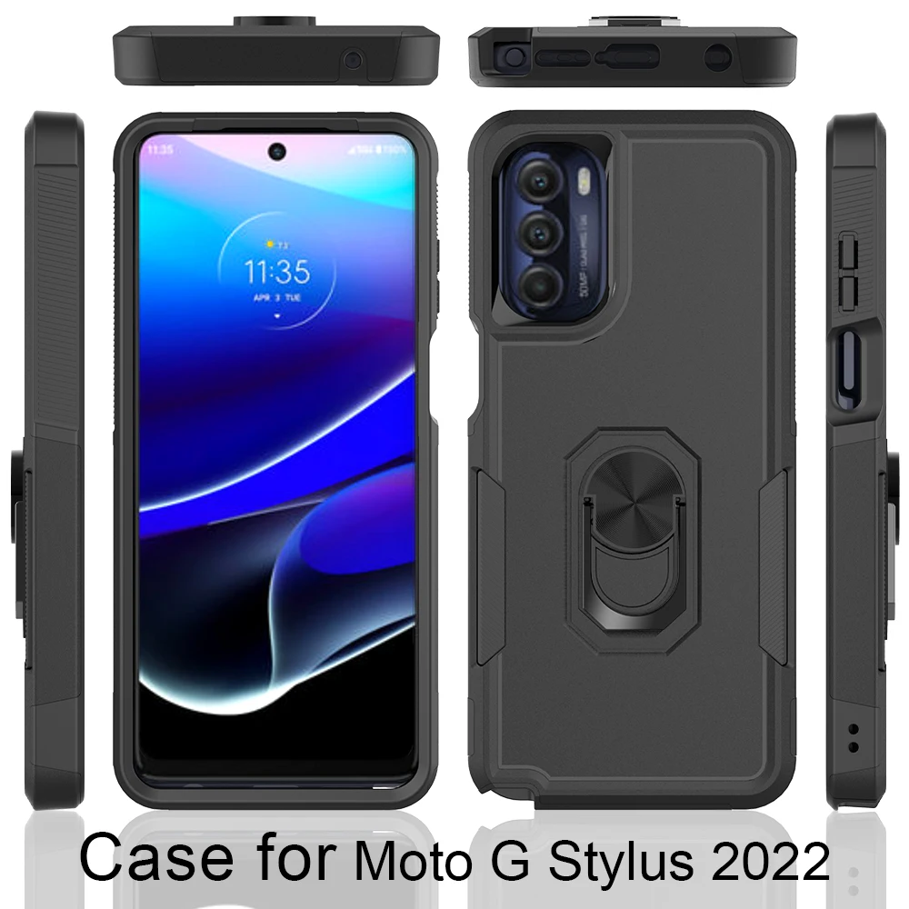 Moto G stylus 5G 2022 Phone Case Rotate Ring Stand Shockproof Hybrid Case Dual Layer Hard Cover for Moto G stylus 5G 2022 Case