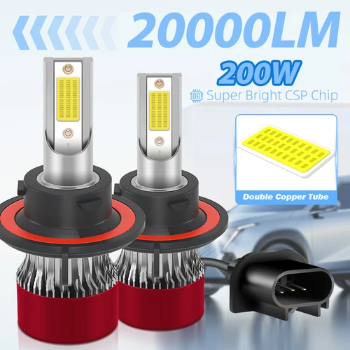 2 uds 20000LM H13 bombilla de faro Led de haz alto y bajo 6000K 3570 Chips Canbus 200W luces de conducción DRL DC12V para motores de coche