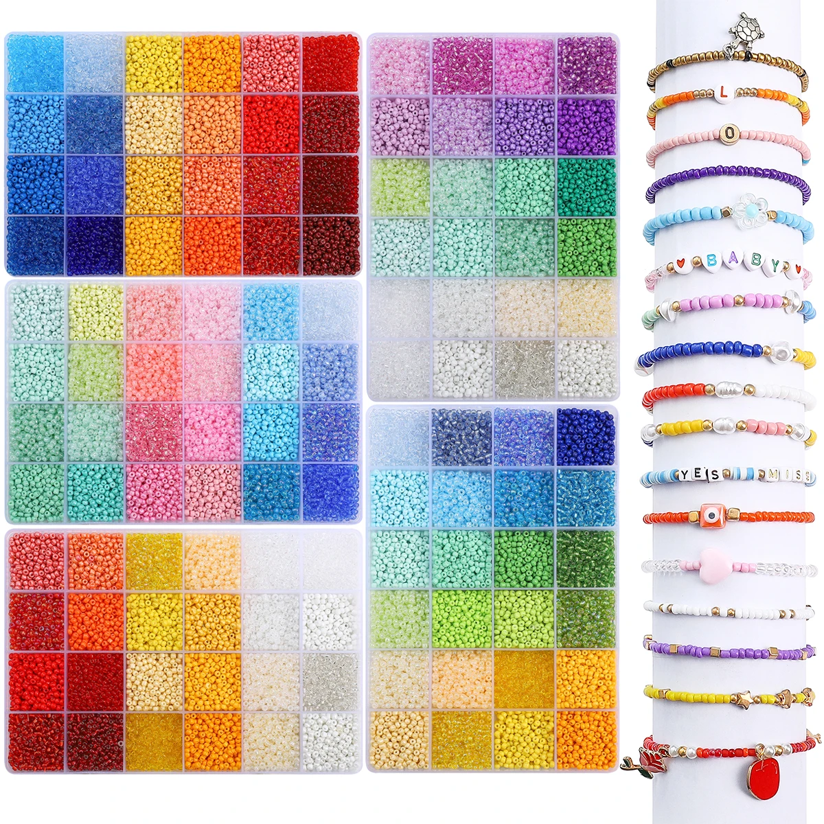 3mm1Set/Box 24 Grid Rice Bead Set Box Glass Loose Beads Handmade DIY Manufacturing Novel Jewelry Bracelets Earrings Accessories