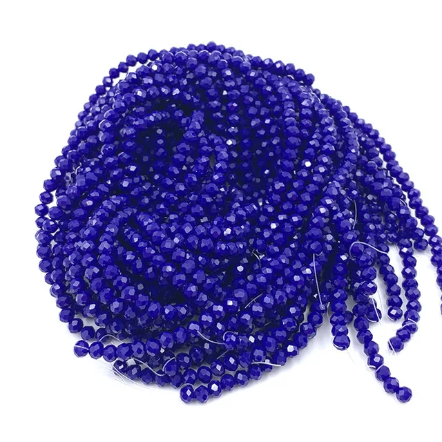 Kryształowe koraliki 2 3 4 6 8 mm Rondelle Loose Spacer Blue Glass Beads do tworzenia biżuterii Bransoletki Materiały Naszyjnik DIY Akcesoria