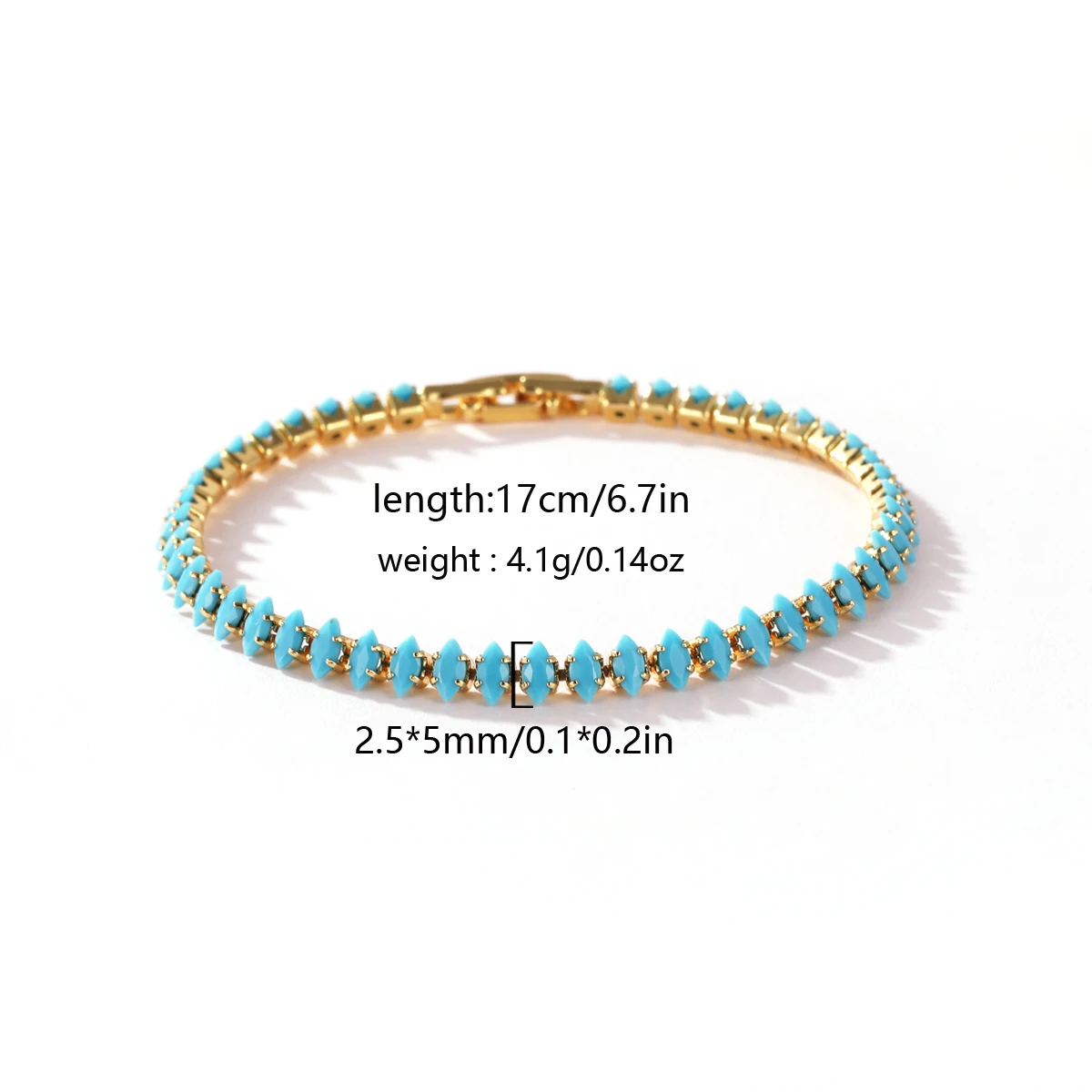 Hochwertige Modische Einfache Blaue Türkis-CZ Gestapelte Tennis-Armbänder für Damen und Herren Nischendesign Perfektes Schmuckgeschenk Großhandel – Detail 3