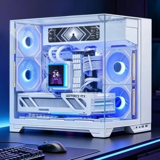 O11 Vision-M 9800X3D White Sea View Room 5070 White Vulcan Game Console 9070xt Computer