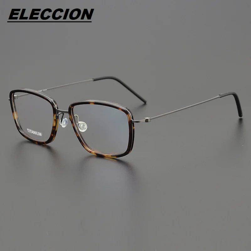 

ELECCION Acetate Titanium Optical Prescription Eyeglasses Frame Men Square Eyewear 2024 New Male full Rim Eyeglasses 5803