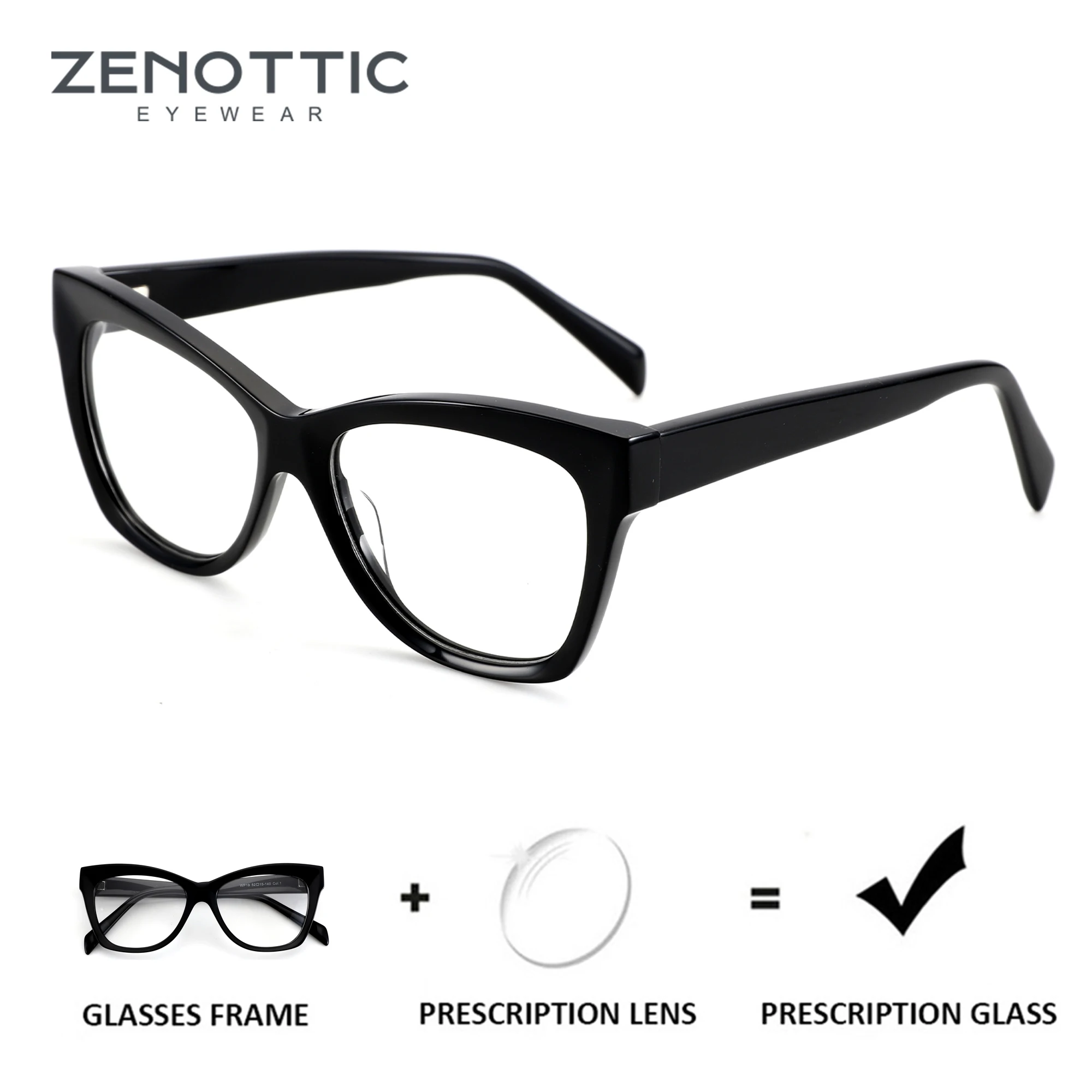 ZENOTTIC Handmade Acetate Square Prescription Glasses Fashion Butterfly Myopia/Progressive Eyewear Optical Eyeglasses for Women