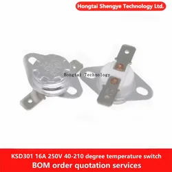 KSD301 temperature sensor 40/80/95/125/135/180-210 degrees ceramic normally closed 16A 250V temperature switch thermostat