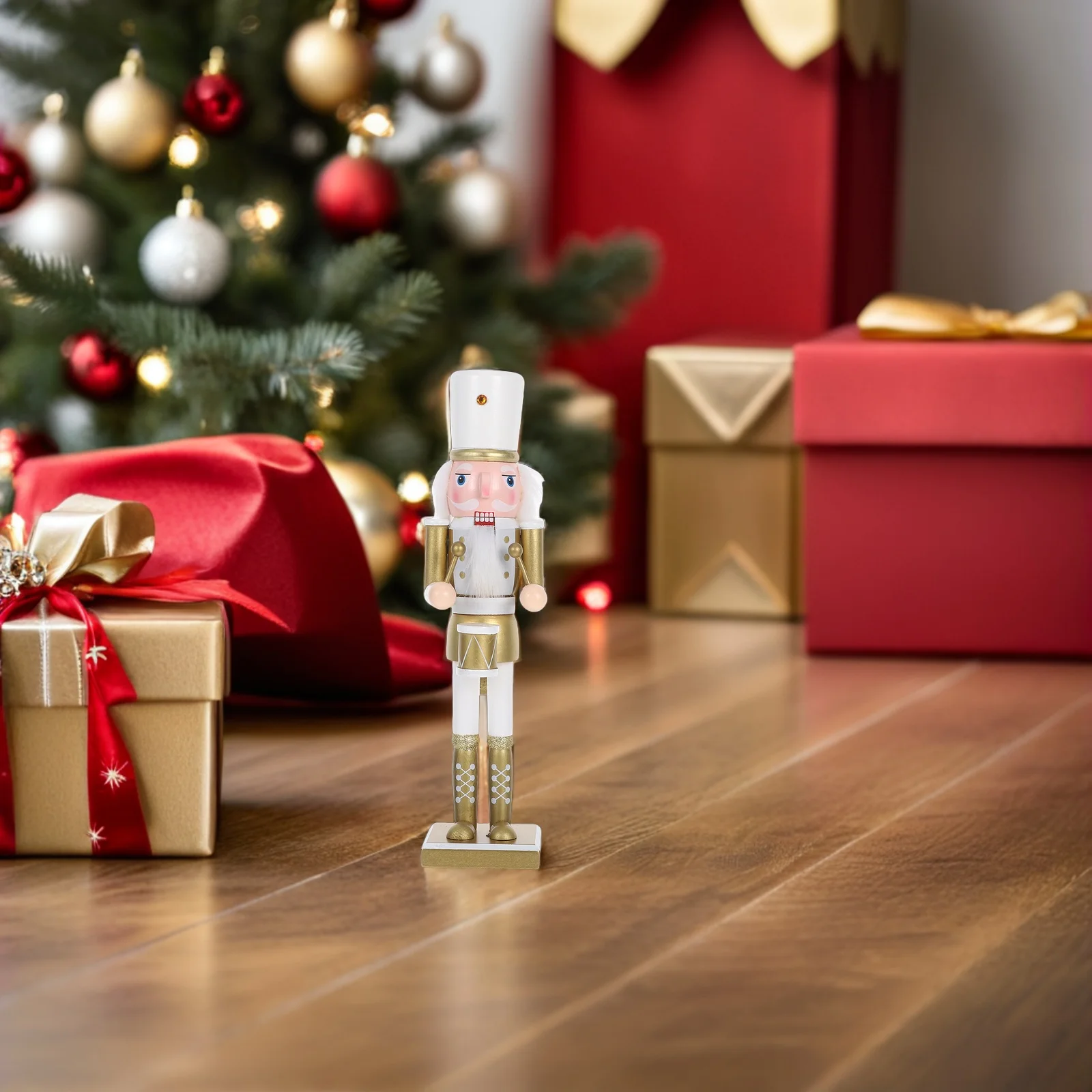 

38cm Christmas Nutcracker Soldier Wooden Ornament Classic Red Holiday Table Mantel Desktop Decoration Holiday Nutcracker