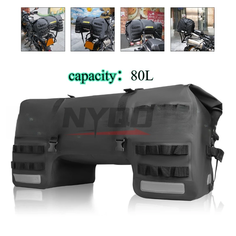 

Waterproof Motorcycle Rear Seat Bag Travel Luggage Bag 20L 80L 100L Motorcycle Powersports Tail Bag Panniers Riding