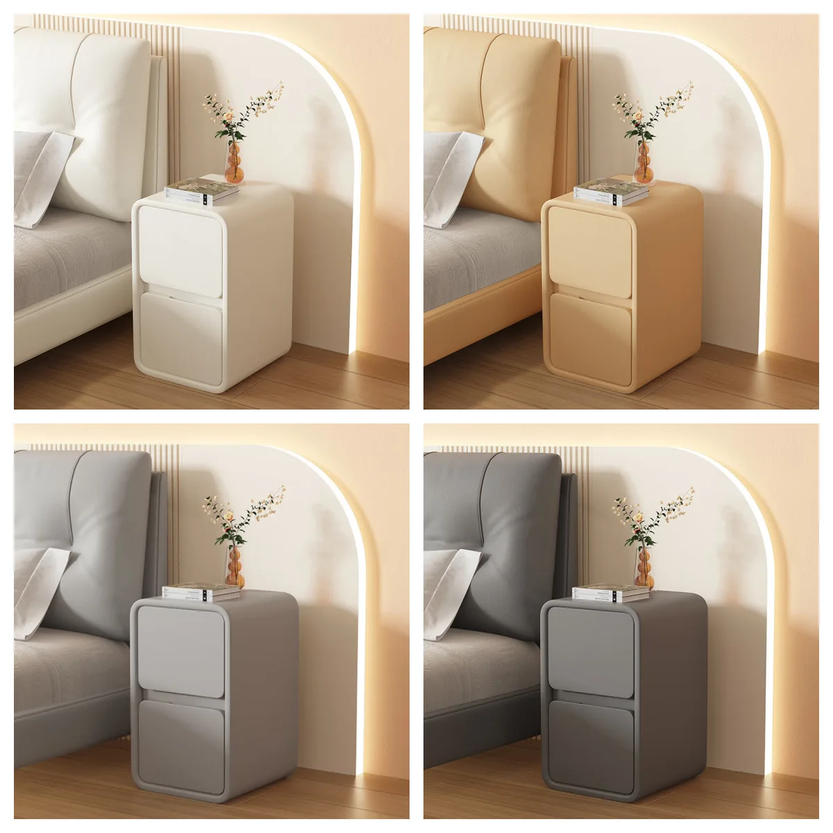 Cream wind bedside table small mini extremely narrow light luxury high-end bedside table bedside
