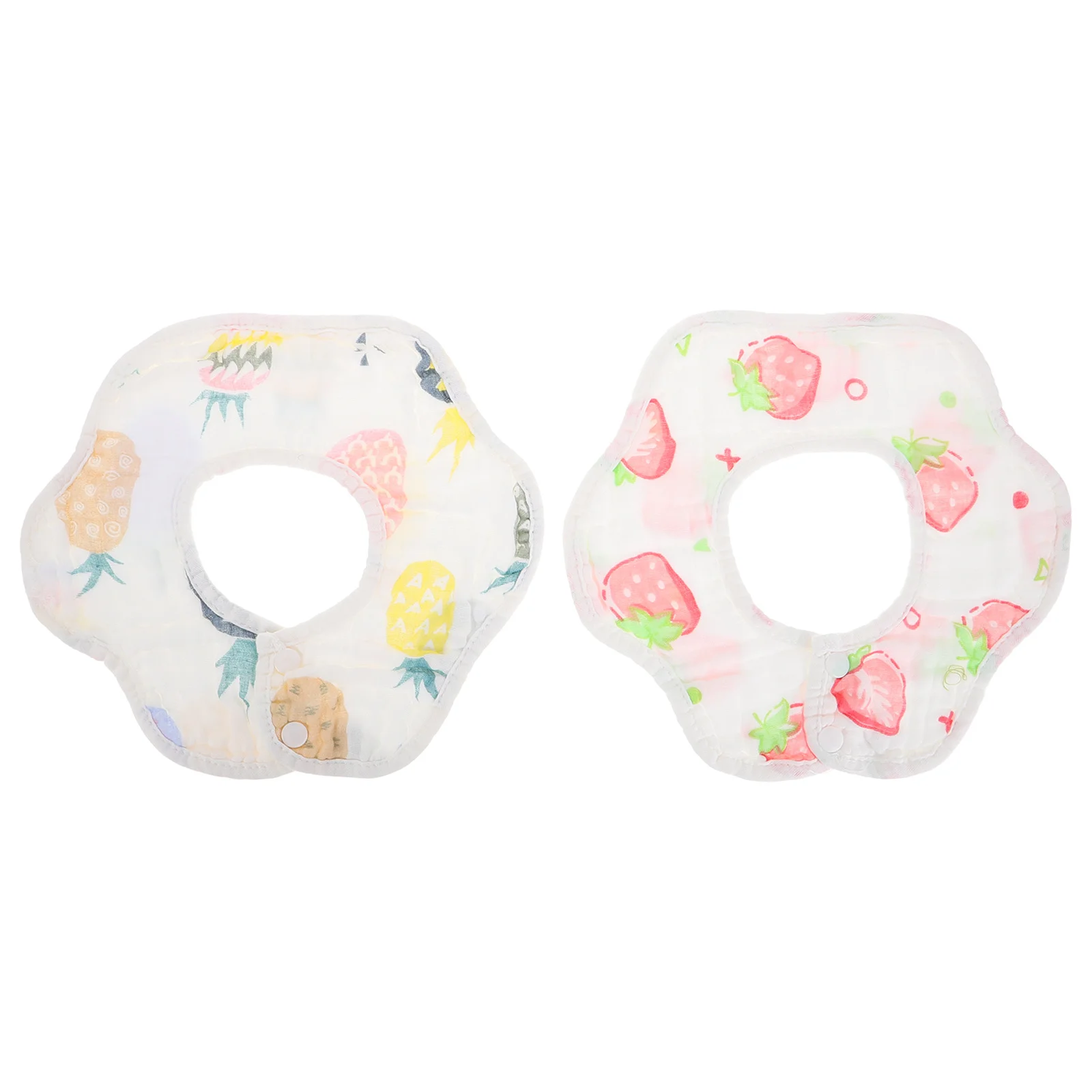 

2Pcs Cotton Baby Bibs Muslin Soft Petal Shape Adjustable Buttons Infant Feeding Drooling Teething Absorbent Baby Bandana Bibs